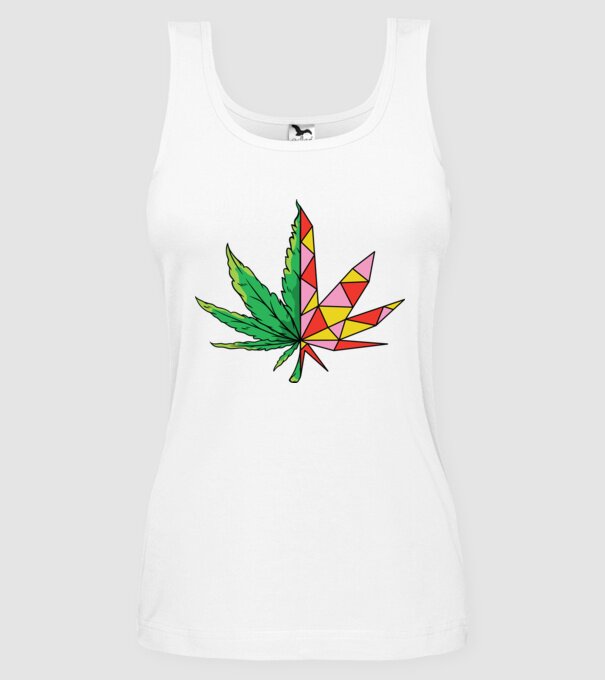 Frunză de marijuana model alb pe tricou