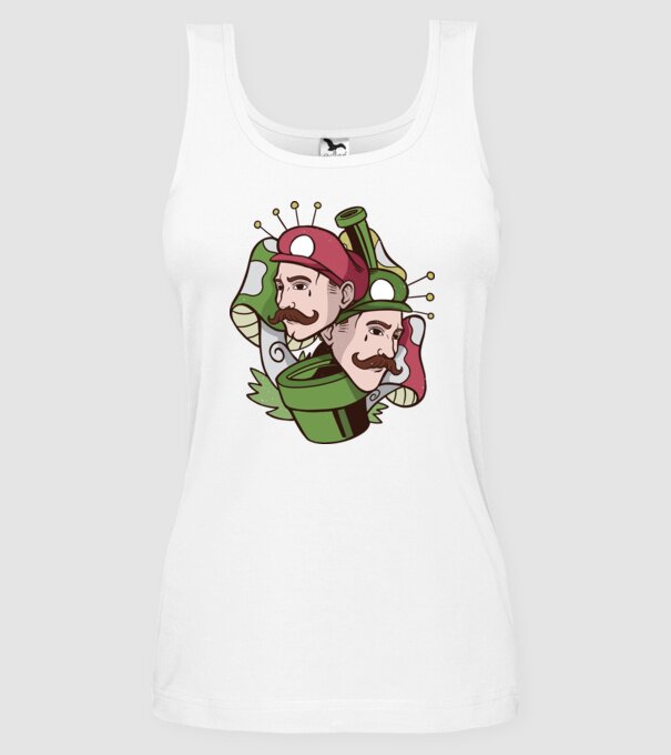 Mario și Luigi model alb pe tricou