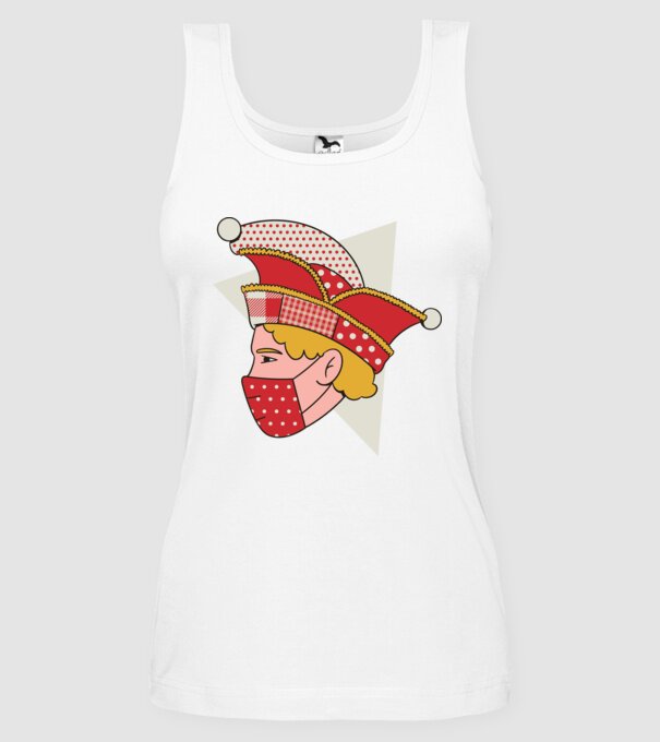 Covid joker model alb pe tricou
