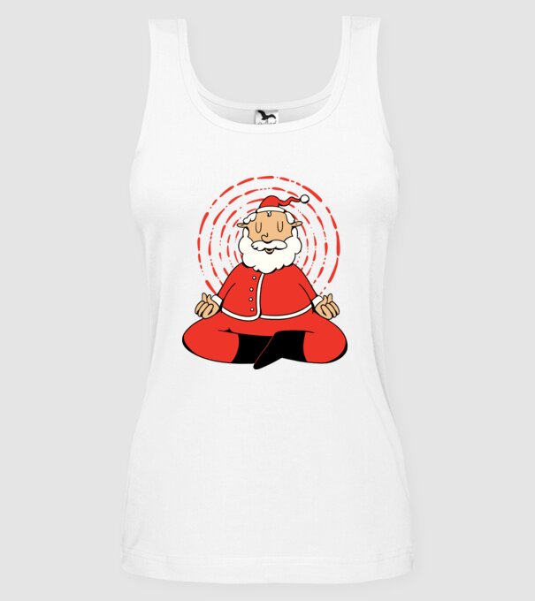 Moș Crăciun meditând model alb pe tricou