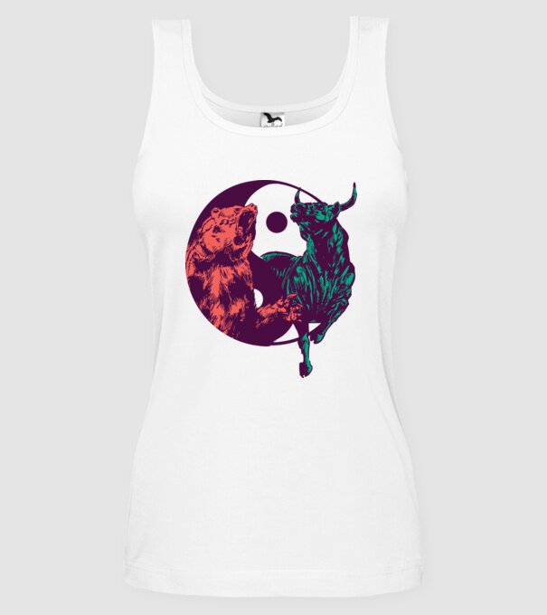 Medve Bika Yin Yang model alb pe tricou