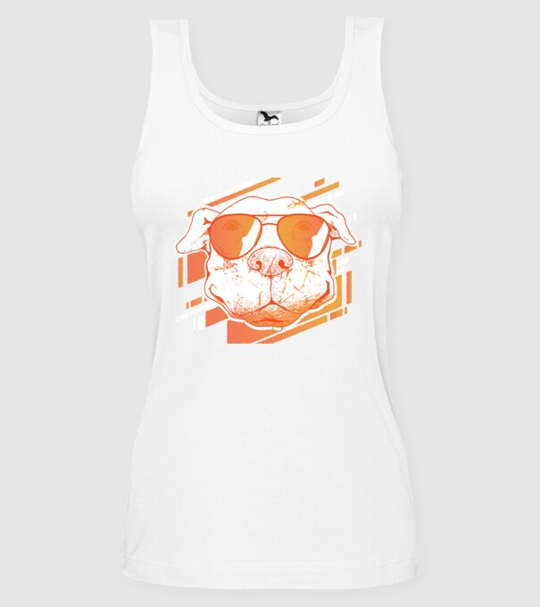 Pitbull Cool în ochelari de soare model alb pe tricou