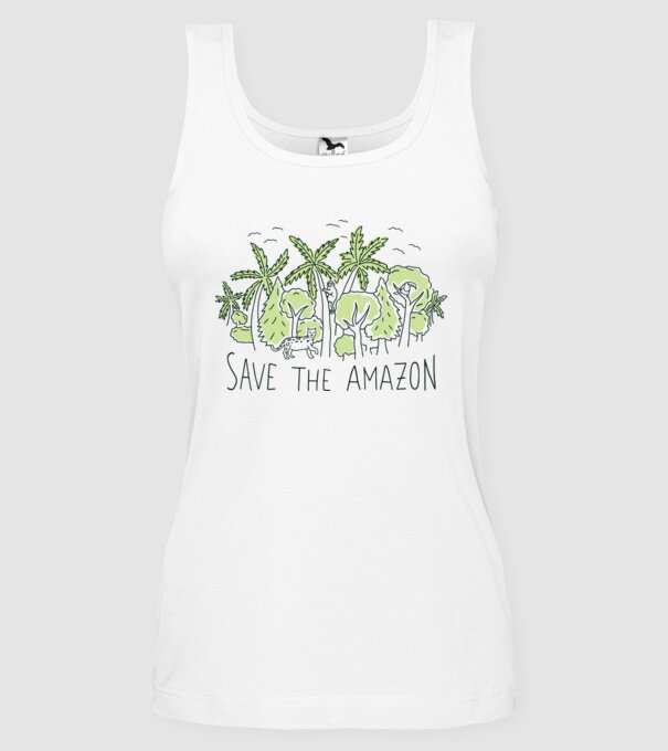 Salvează Pădurea Amazoniană model alb pe tricou