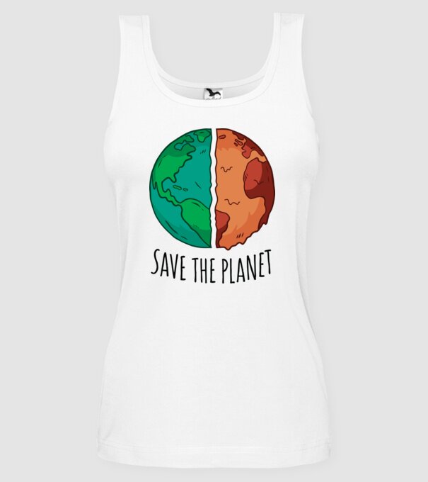 Salvați planeta model alb pe tricou