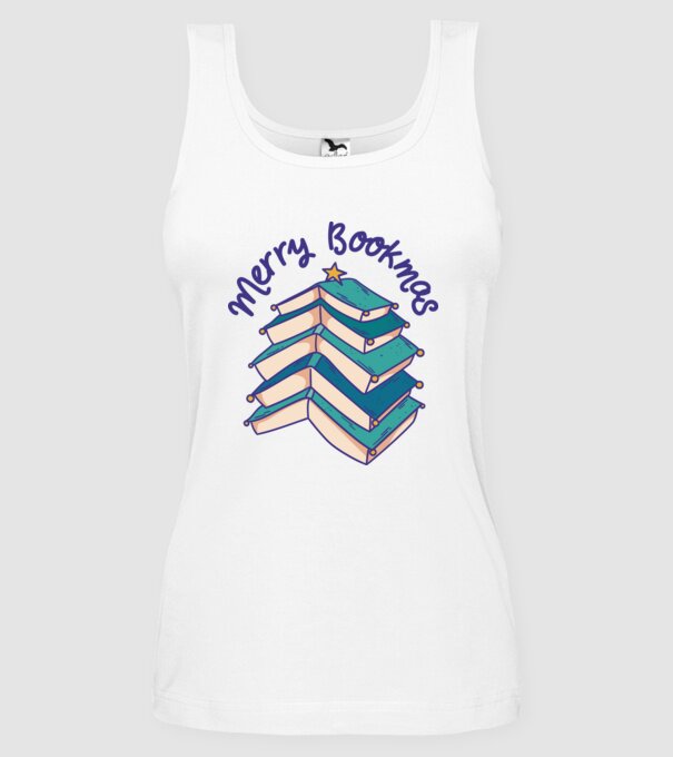 Merry Bookmas Crăciun cu cărți model alb pe tricou