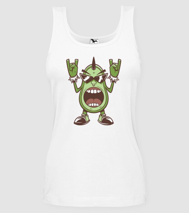 Avocado Metal model alb pe tricou