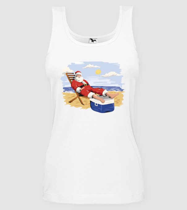 Moș Crăciun În vacanță model alb pe tricou