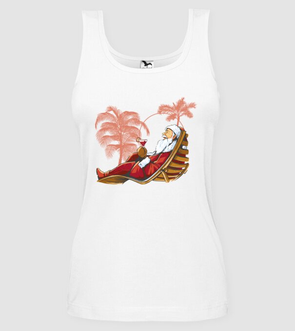 Moș Crăciun În vacanță model alb pe tricou