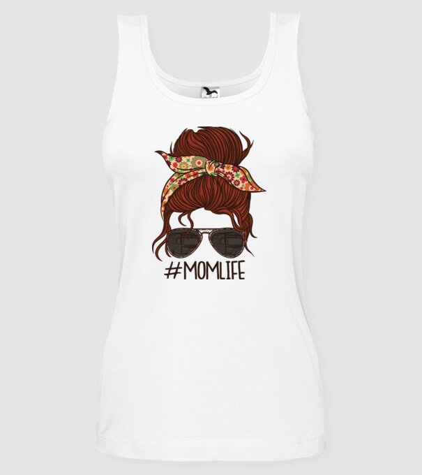 Momlife Hashtag model alb pe tricou