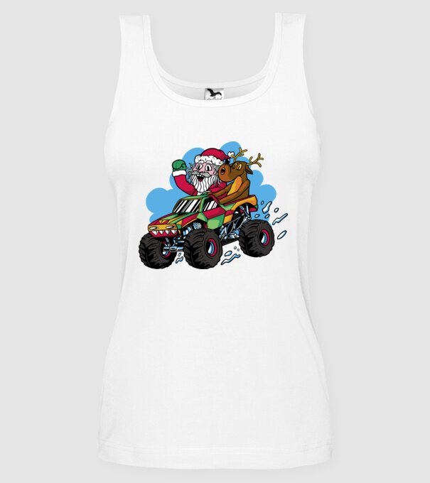 Monster Truck Moș Crăciun model alb pe tricou