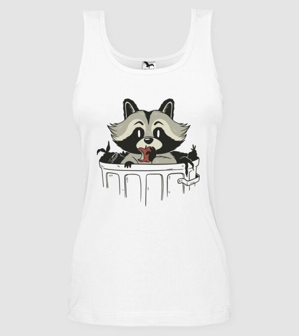 Raton în coș de gunoi model alb pe tricou