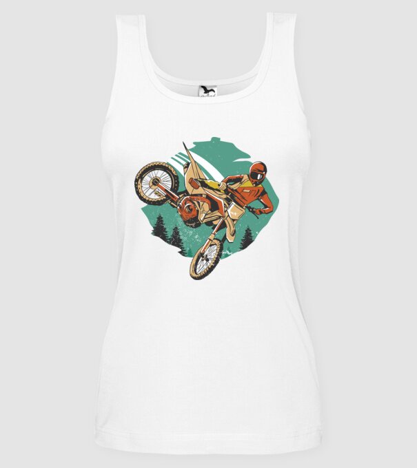 Motociclist motocros model alb pe tricou
