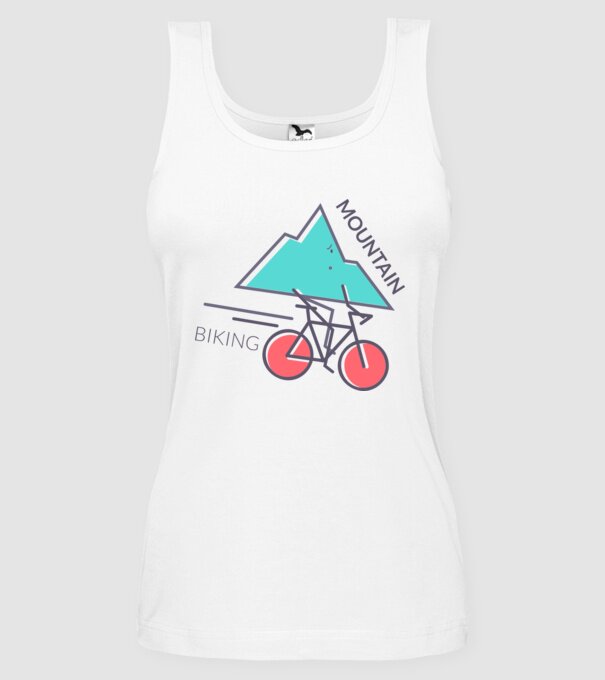 Mountain Biking model alb pe tricou