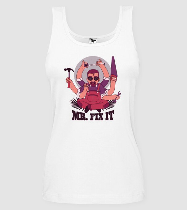Dl. Fix It - om priceput la toate model alb pe tricou