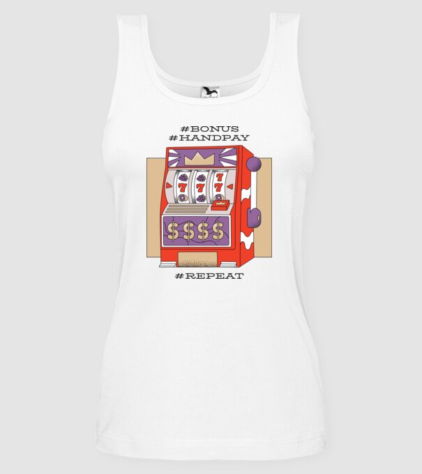 Slot machine model alb pe tricou