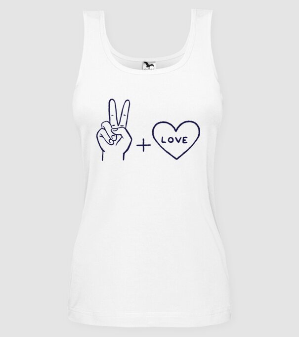 Peace + Love model alb pe tricou