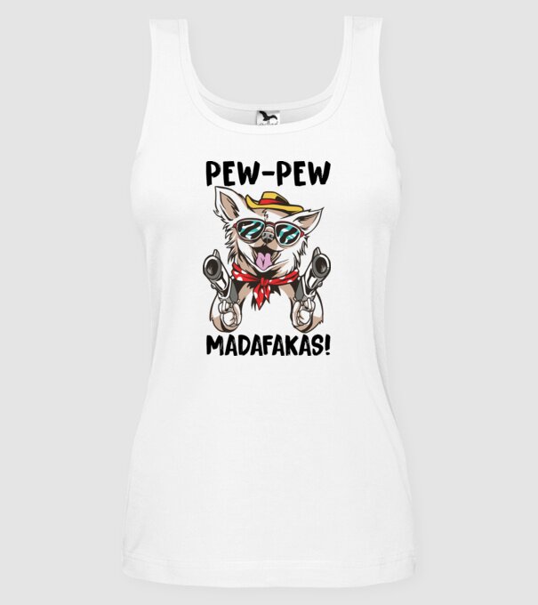 Pew Pew Pew Madafakas Chivava alb model alb pe tricou