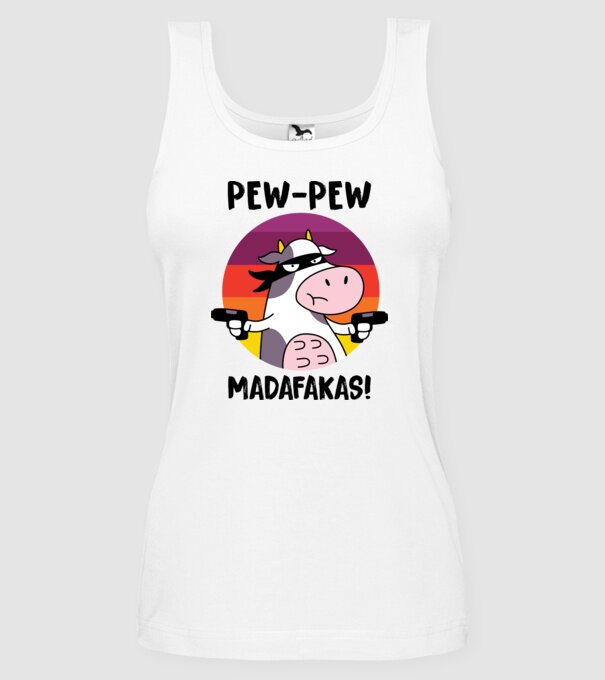 Pew Pew Pew Madafakas Vacă alb model alb pe tricou