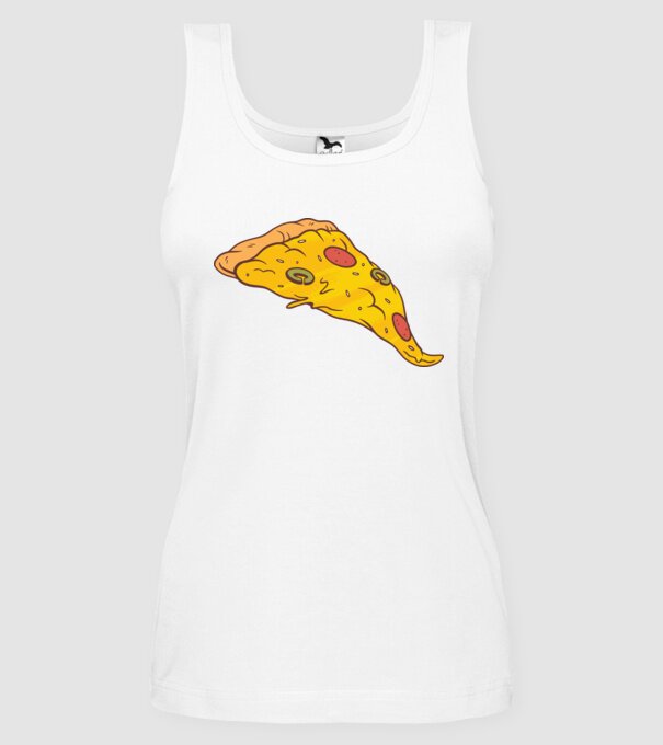 Felie de pizza Cuplu model alb pe tricou