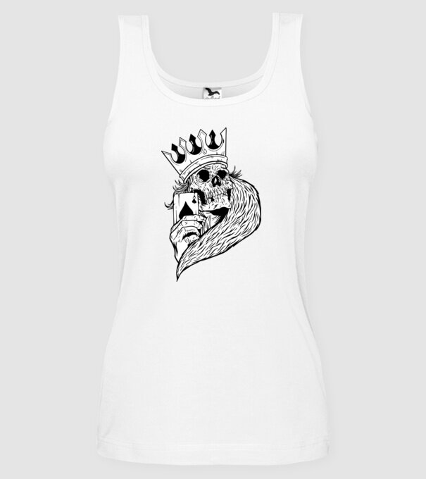 Craniu Poker model alb pe tricou
