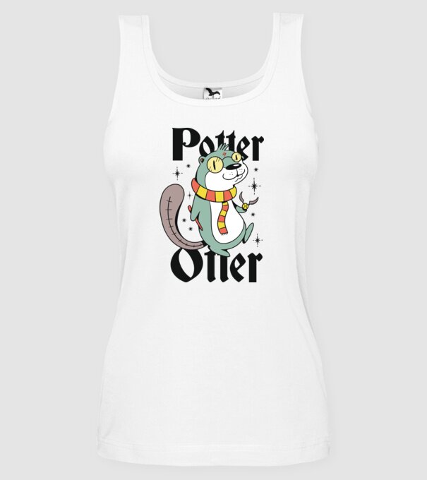 Potter Otter Vidra model alb pe tricou