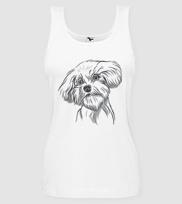 Câine Pudel model alb pe tricou