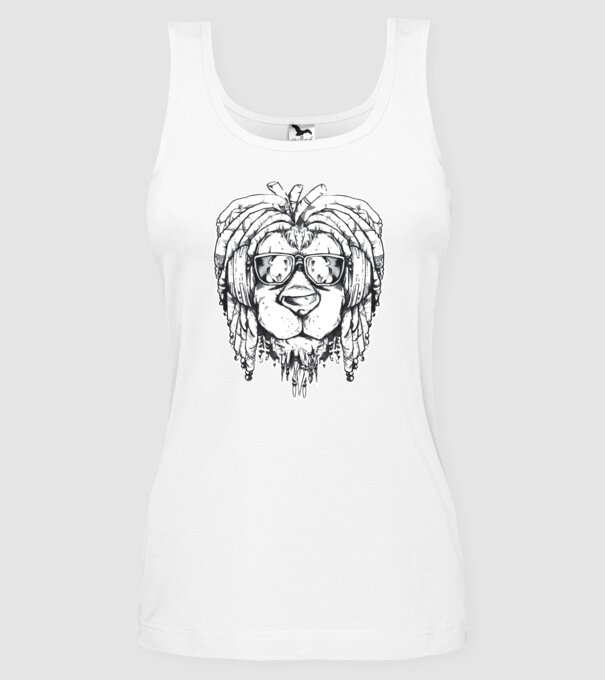 Leu Dreadlock model alb pe tricou