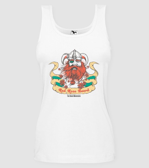 Red Rose Beards - Războinic Barbă model alb pe tricou