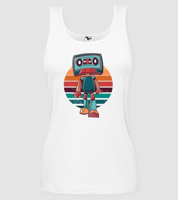 Robot Casetă retro model alb pe tricou