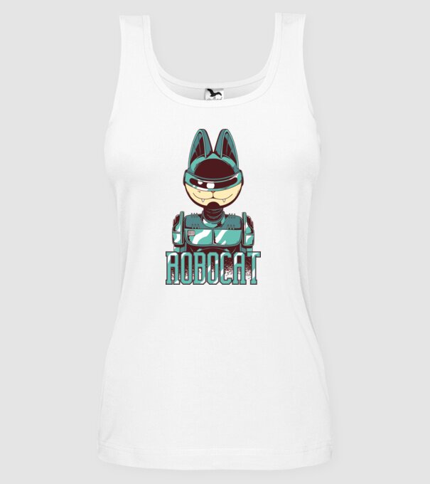 Robocat - Pisică Robot model alb pe tricou