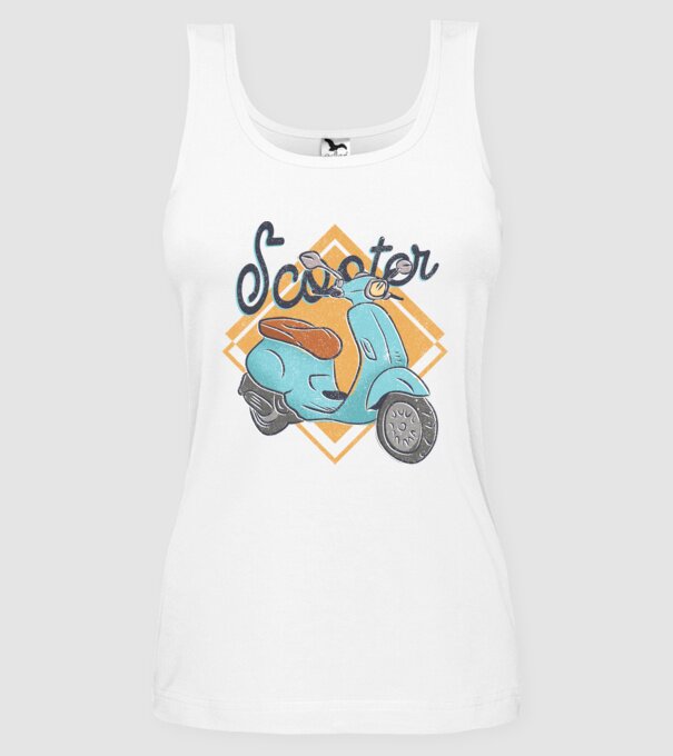 Scooter model alb pe tricou