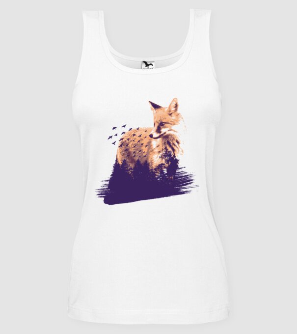 Vulpe Pădure model alb pe tricou