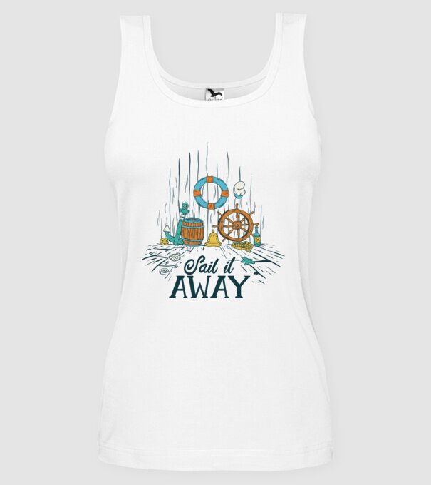 Sail it away model alb pe tricou