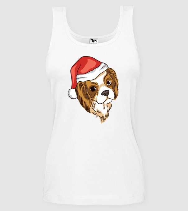 Santa Cocker Spaniel model alb pe tricou