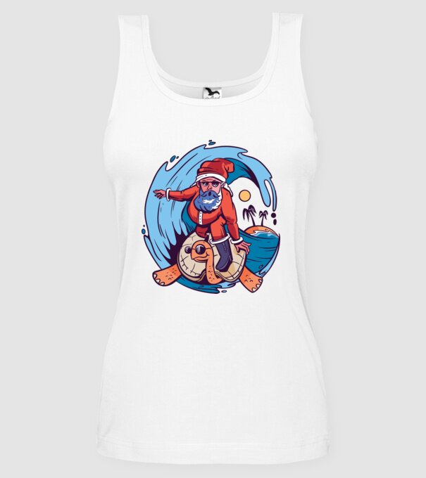 Santa Surf model alb pe tricou