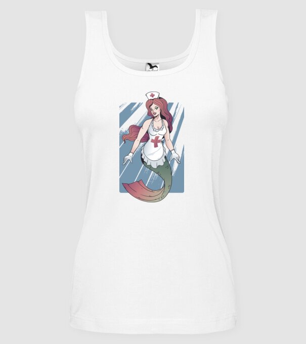 Infirmieră sirenă model alb pe tricou
