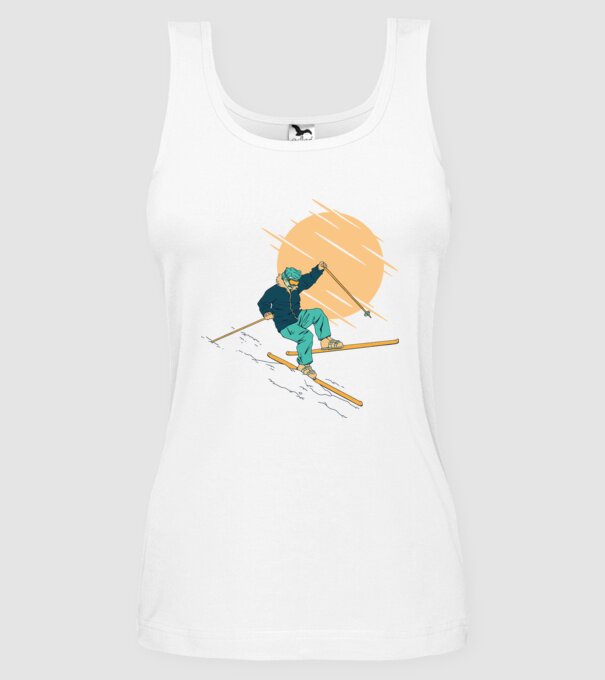 Căzătură schior model alb pe tricou