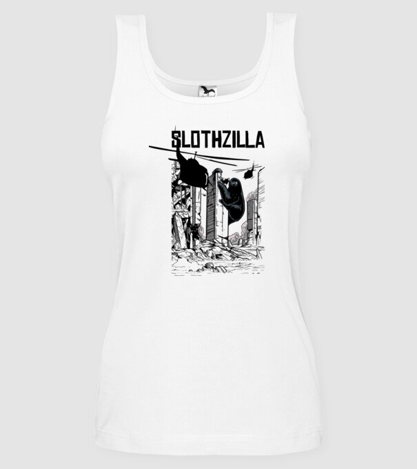 Slothzilla la atac amuzant tricou leneș amuzant model alb pe tricou