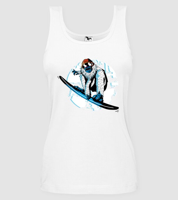 Yeti Snowboarder model alb pe tricou