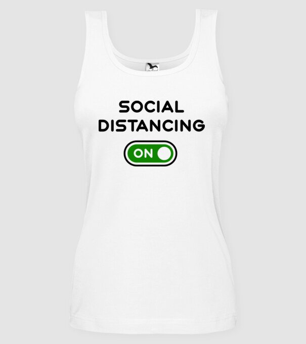 Social distancing on model alb pe tricou