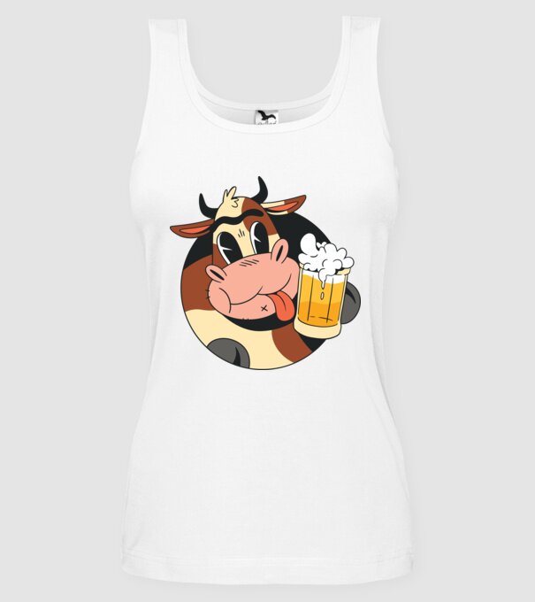 Vacă cu bere model alb pe tricou