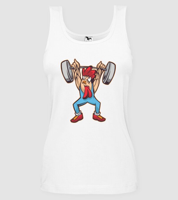 Pui Halterofil model alb pe tricou