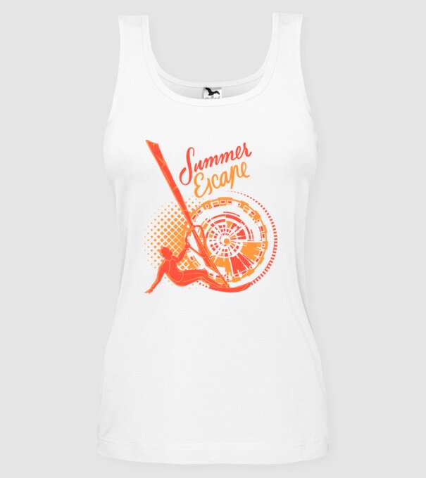 Summer Escape Surf model alb pe tricou