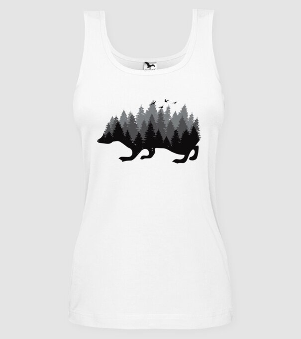 Siluetă Arici model alb pe tricou