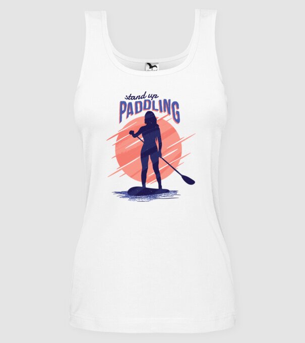 Tricou SUP Stand Up Paddle model alb pe tricou