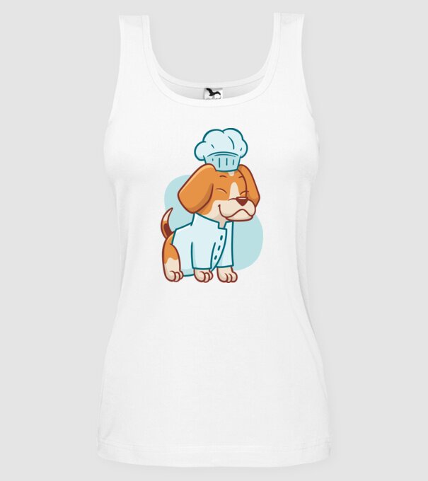 Beagle bucătar model alb pe tricou