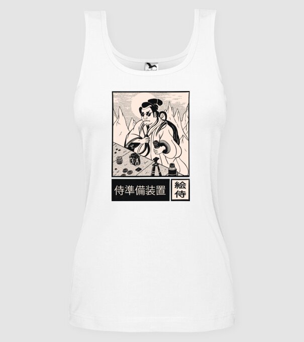 Samurai model alb pe tricou