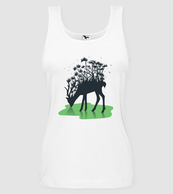 Natură cerb model alb pe tricou