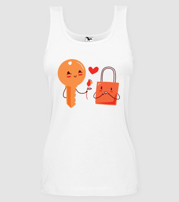Lacăt Dragoste model alb pe tricou