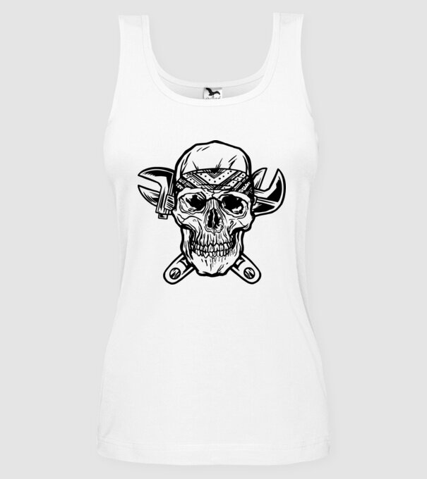Craniu Instalator model alb pe tricou
